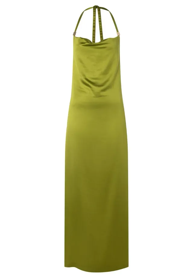 Ana Alcazar Pahali abito lungo verde halter