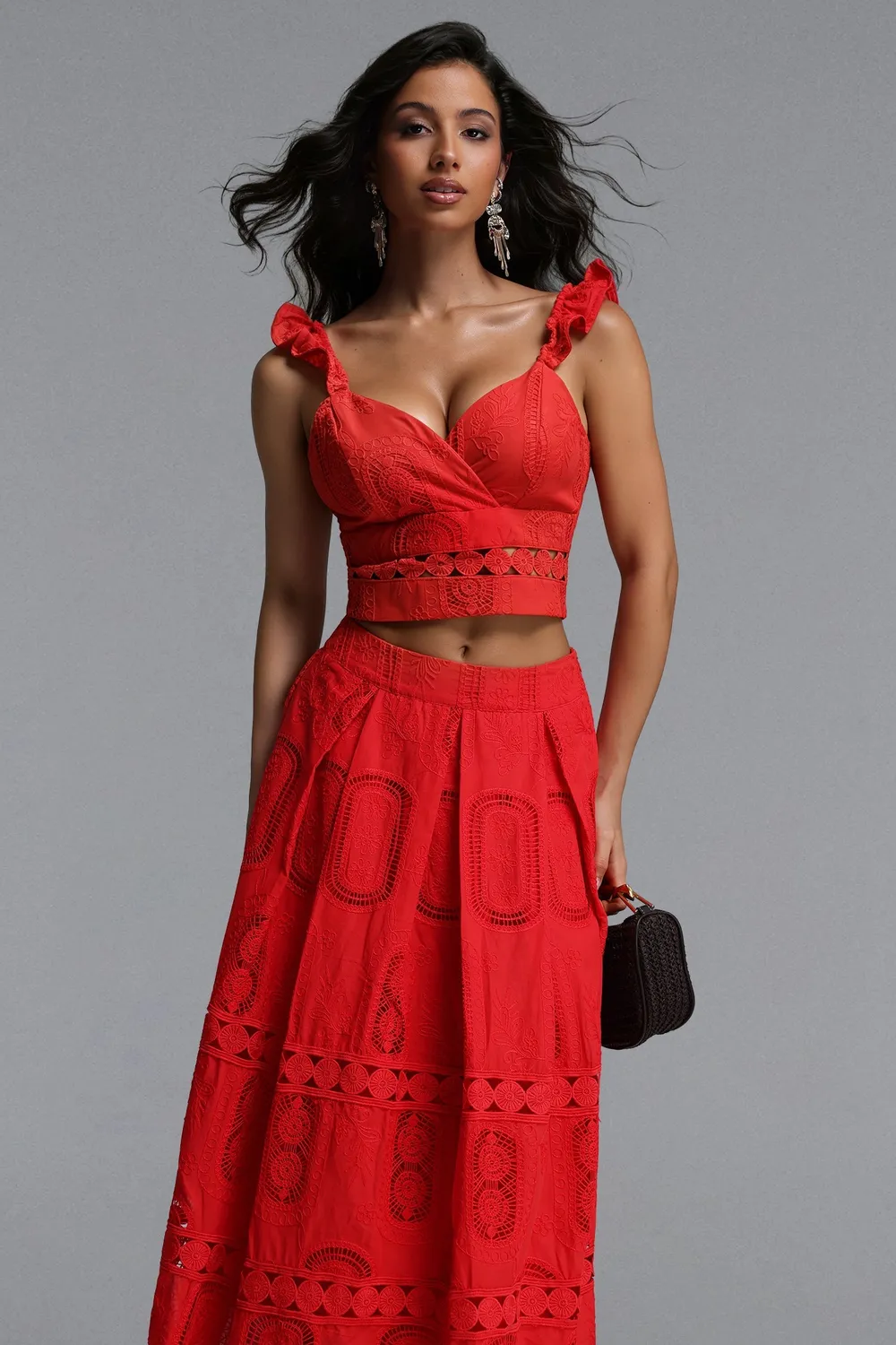 Bella Barnett Lali Resort coordinato rosso scollo a V