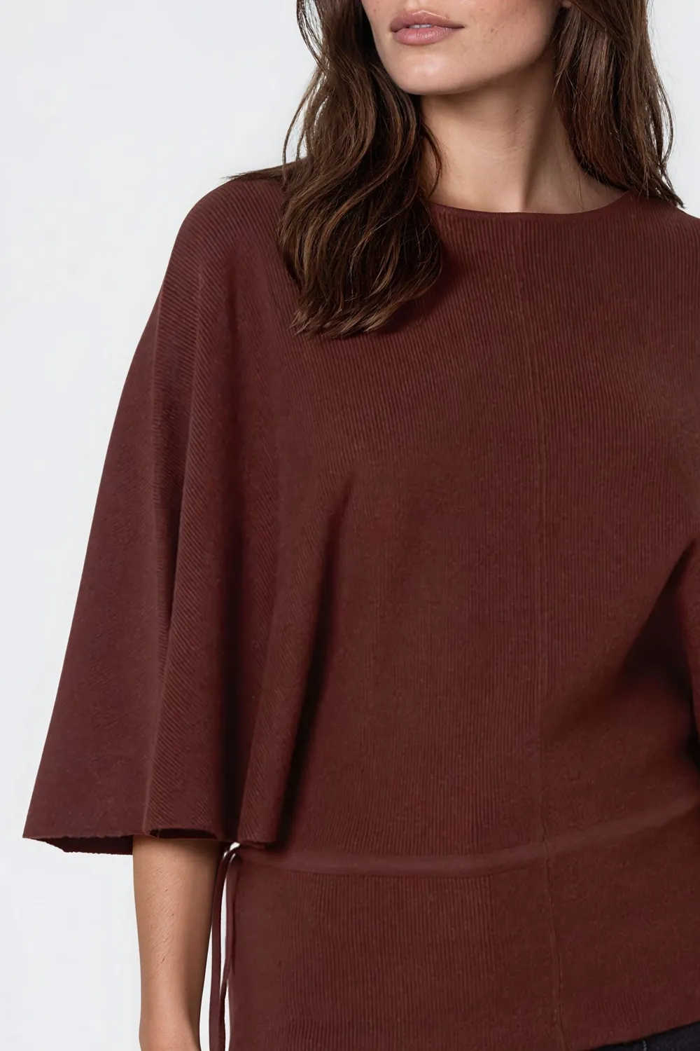 Aftershock Tie Waist maglione marrone manica pipistrello