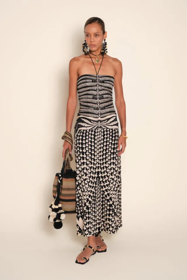 Johanna Ortiz Dark Bloom abito midi jersey nero