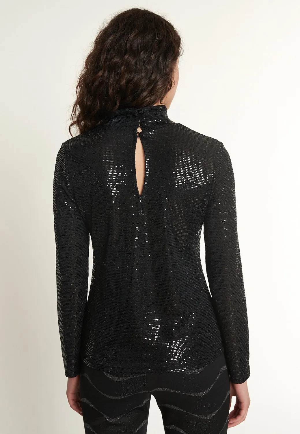 Ana Alcazar Night-Out Ofiby top paillettes nero