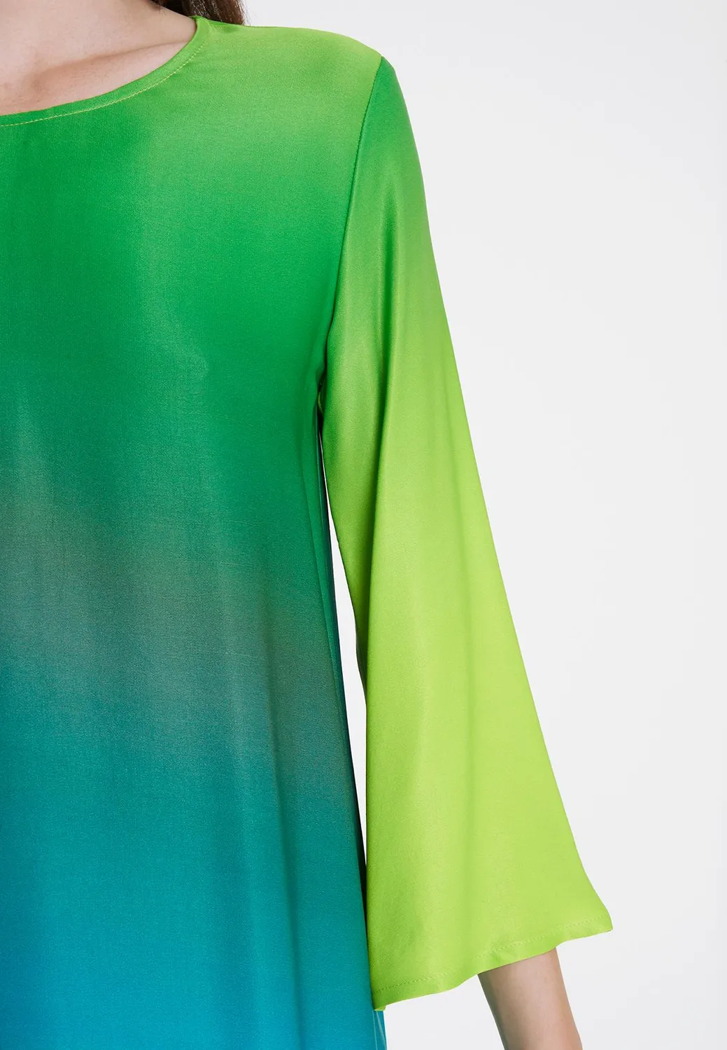 Ana Alcazar Rapyas abito tunica sfumato aqua lime maniche