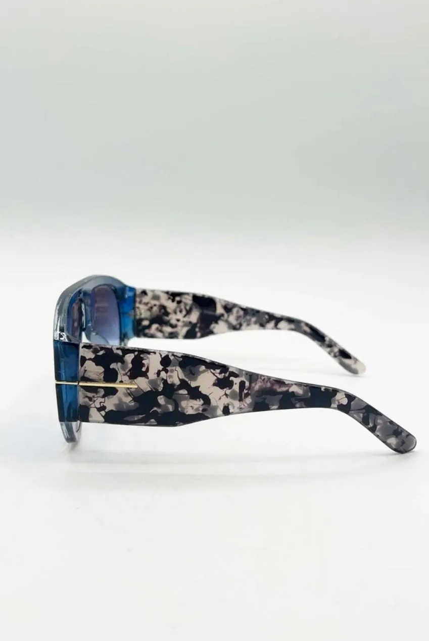 SVNX Oversized Rounded occhiali da sole blu nero PC