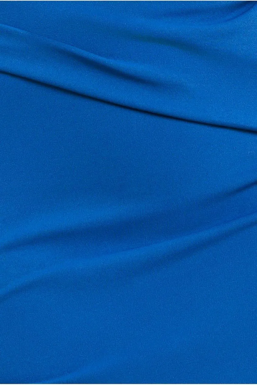 Goddiva Scuba abito midi blu royal incrocio plisse