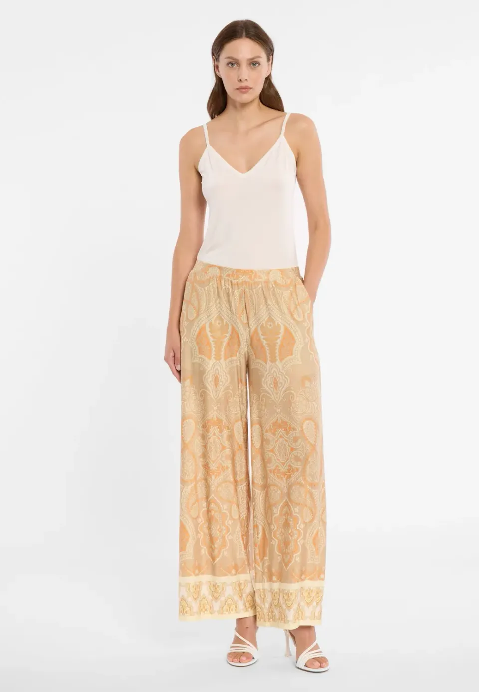 Ana Alcazar Dorinop pantaloni larghi fantasia paisley gialli