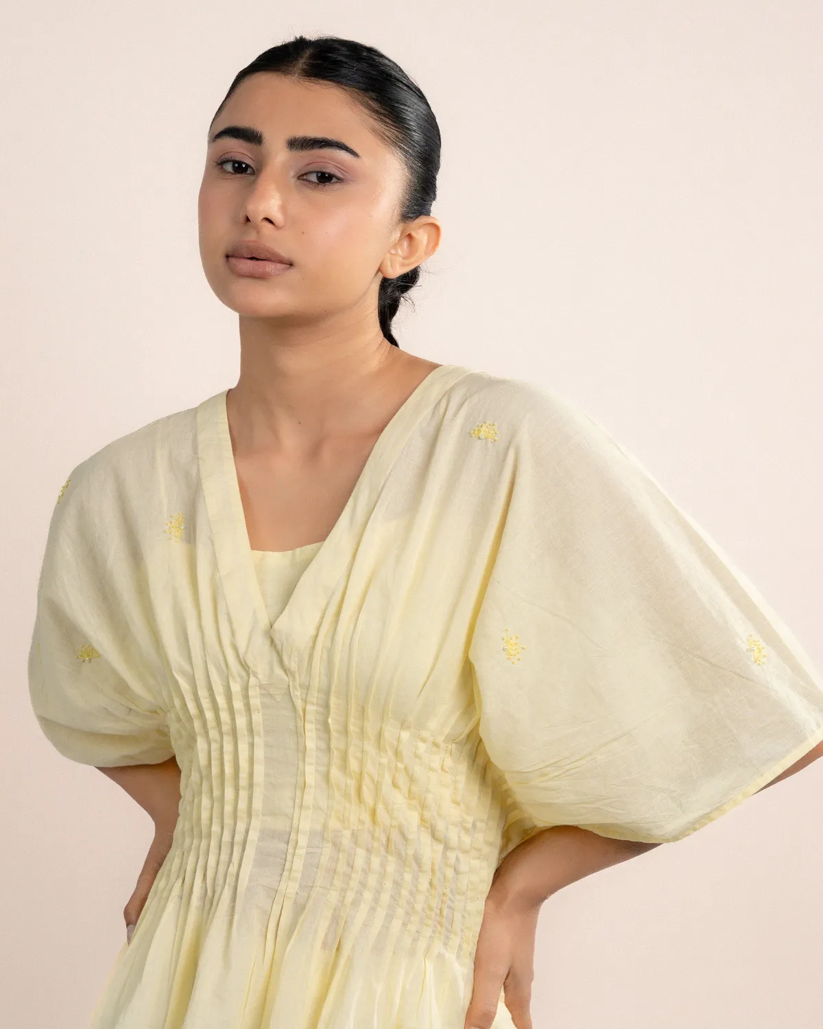 Our Dve Eira top cotone giallo limone 2 pezzi