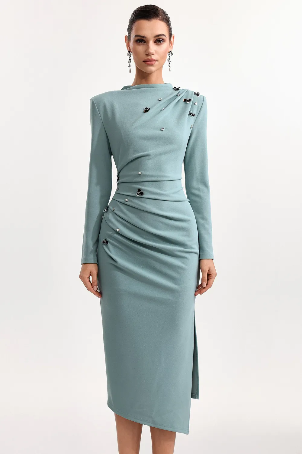Bella Barnett Nina abito midi paillettes verde