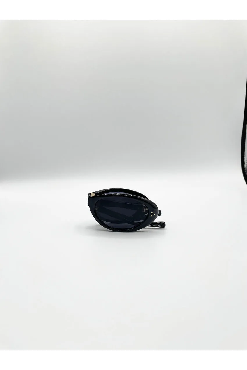 SVNX SG2601302 occhiali da sole neri pieghevoli ovali UV400