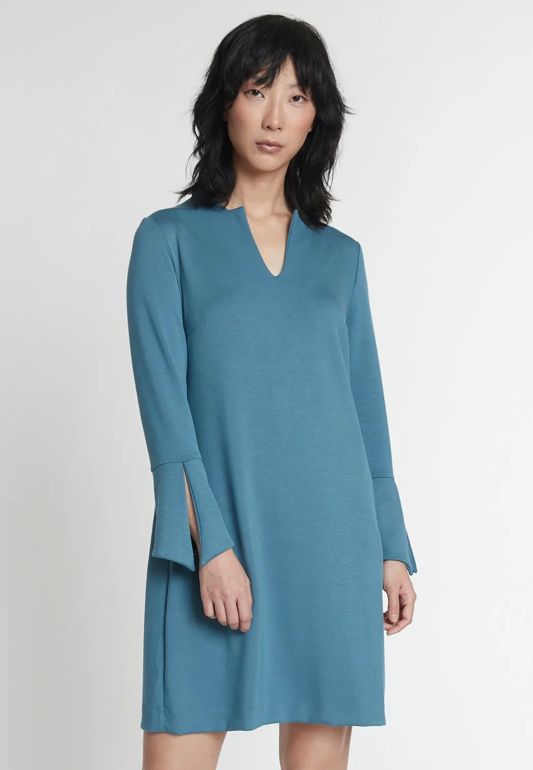 Ana Alcazar Inowa abito svasato azzurro scollo a V