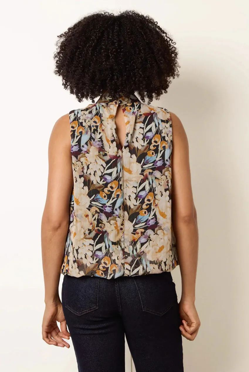 Blue Vanilla Watercolour blusa nera senza maniche