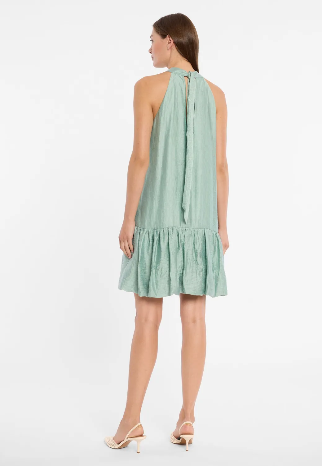 Ana Alcazar Dorila abito corto verde salvia collo halter