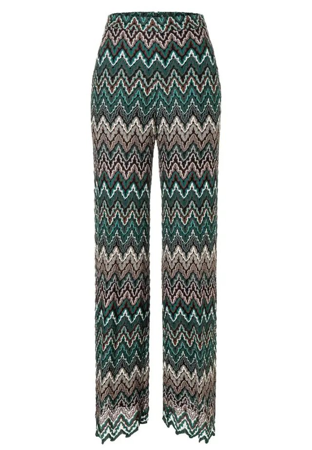 Ana Alcazar Mafene pantaloni maglia traforata gamba larga
