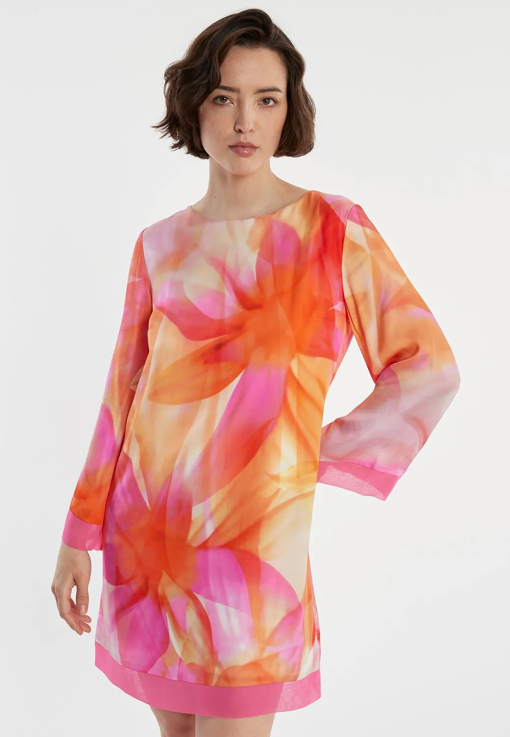 Ana Alcazar Zawoni abito tunica floreale arancio rosa