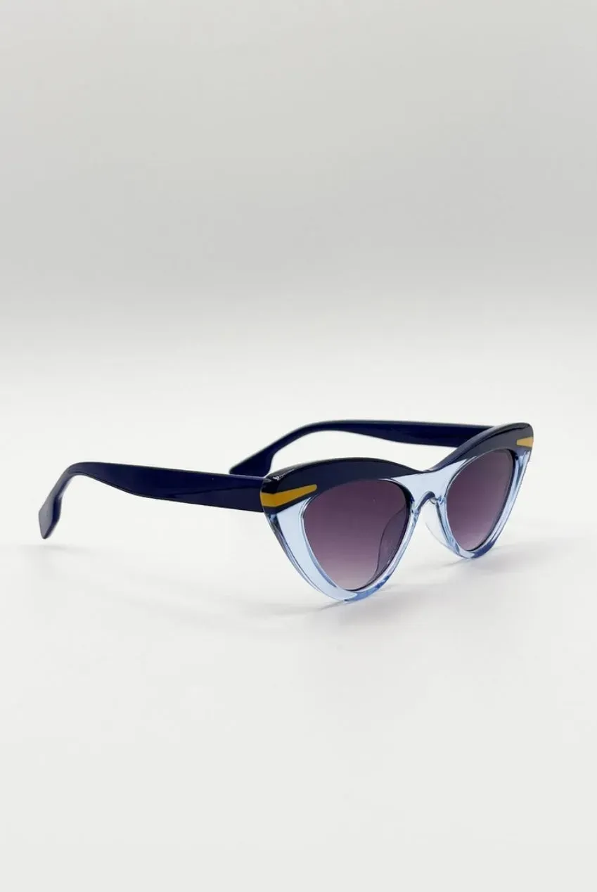 SVNX Two Tone Cat-Eye occhiali da sole blu protezione UV400