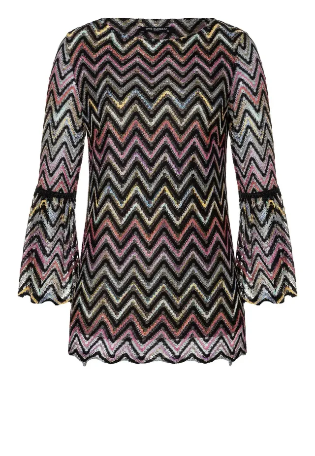 Ana Alcazar Zekori top maglia nero con balze