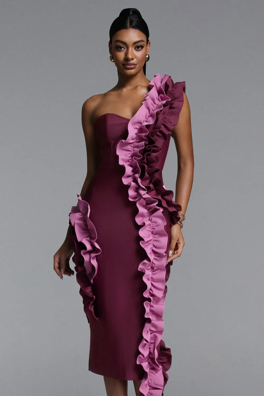 Bella Barnett Gaia Chic abito maxi magenta bandage