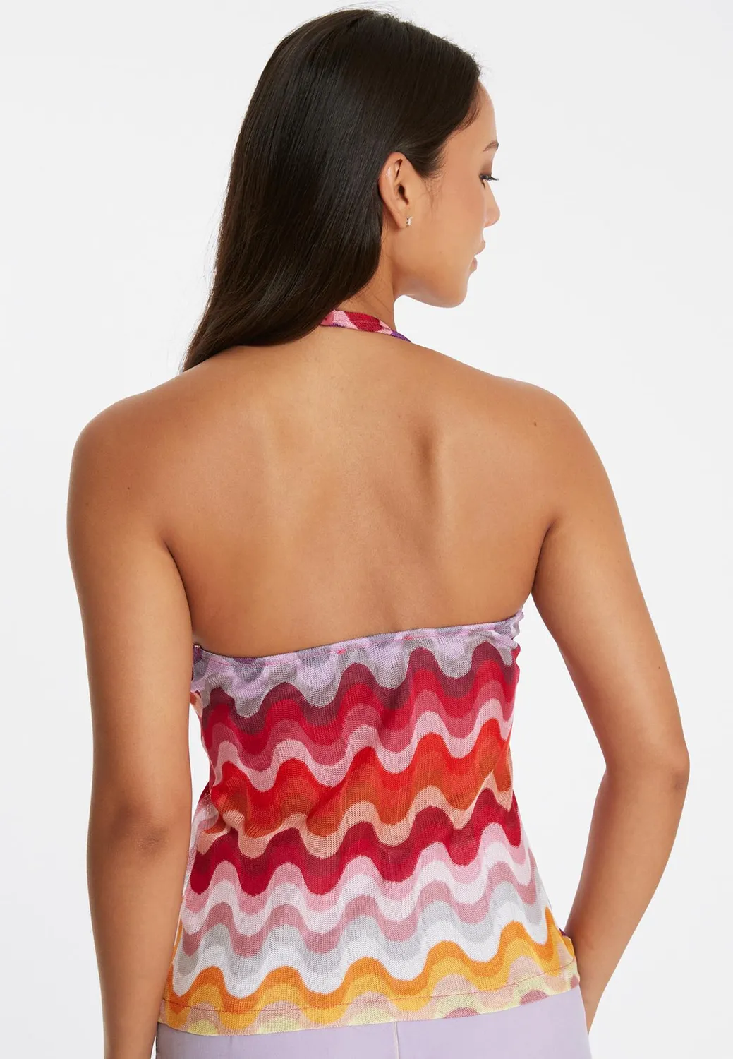 Ana Alcazar Pirli top neckholder maglia onde 70s