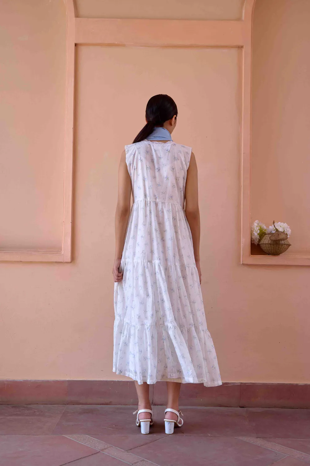 Our Dve Rose Dress and Jacket Set blu cotone