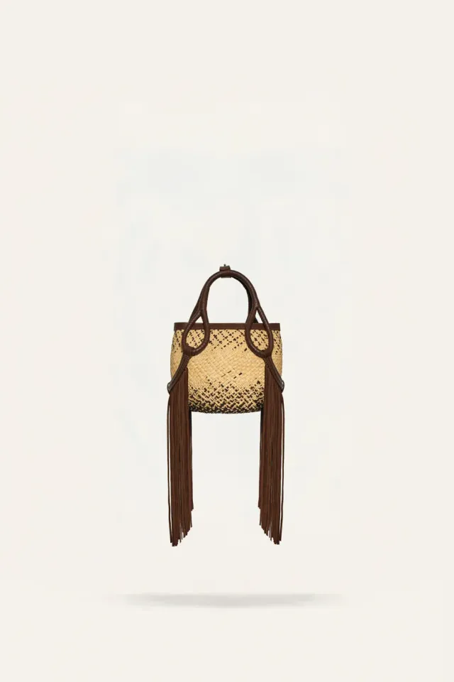 Johanna Ortiz Soul Of The River mini tote paglia marrone
