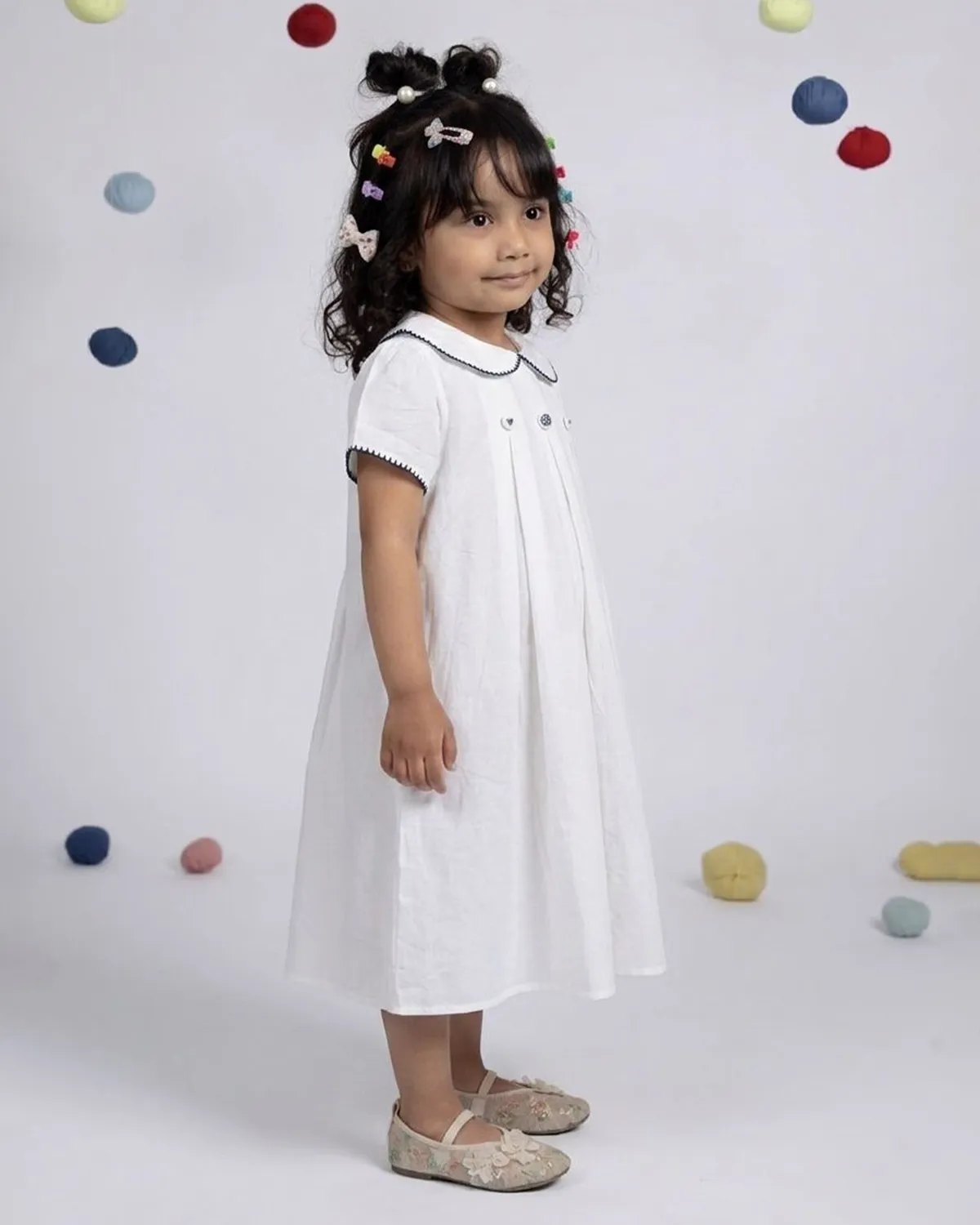 Our Dve Coco abito bambina bianco cotone