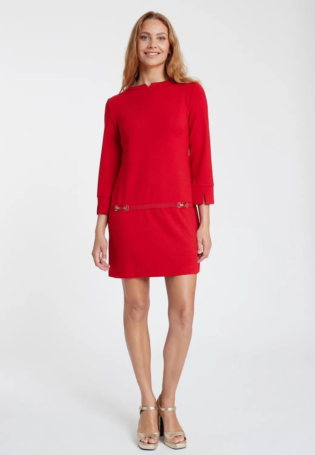 Ana Alcazar Sipea abito linea A rosso jersey