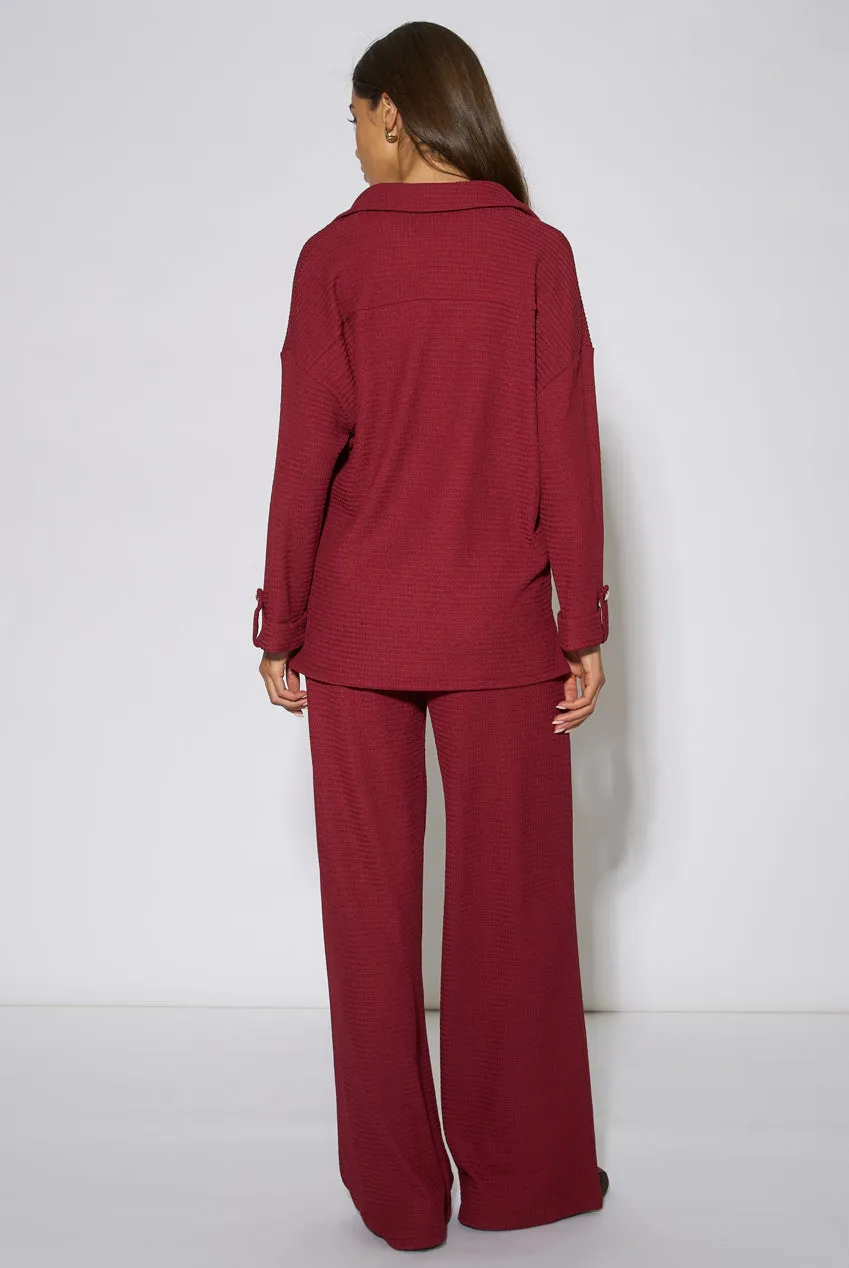 Gini London Mulberry Top Scollo V Berry Manica Lunga