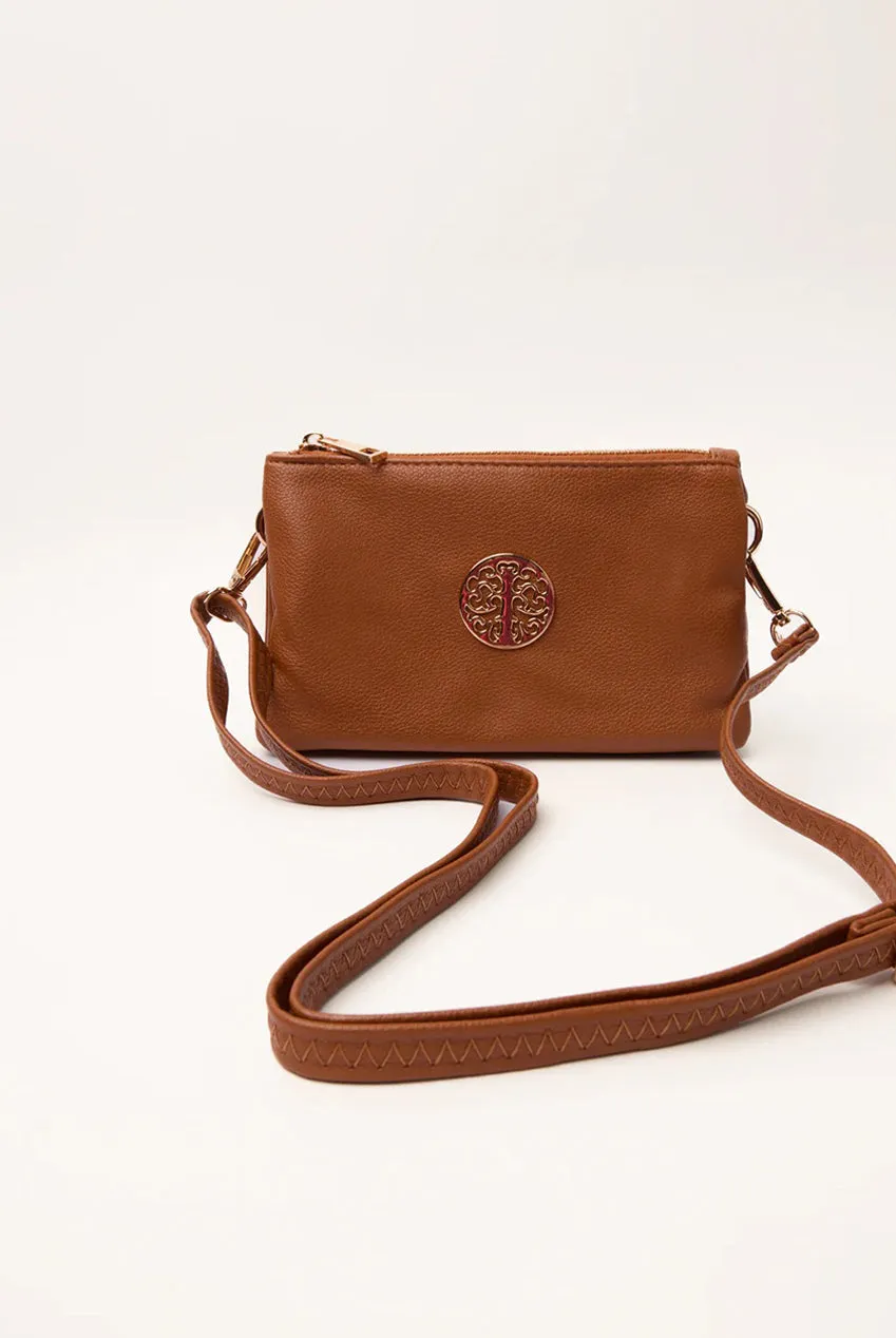 Blue Vanilla clutch beige pochette zip con tracolla