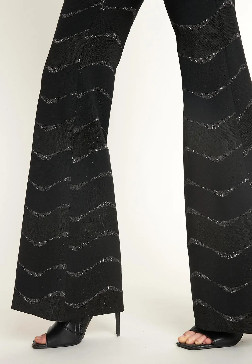 Ana Alcazar Olyra pantaloni zampa neri lurex