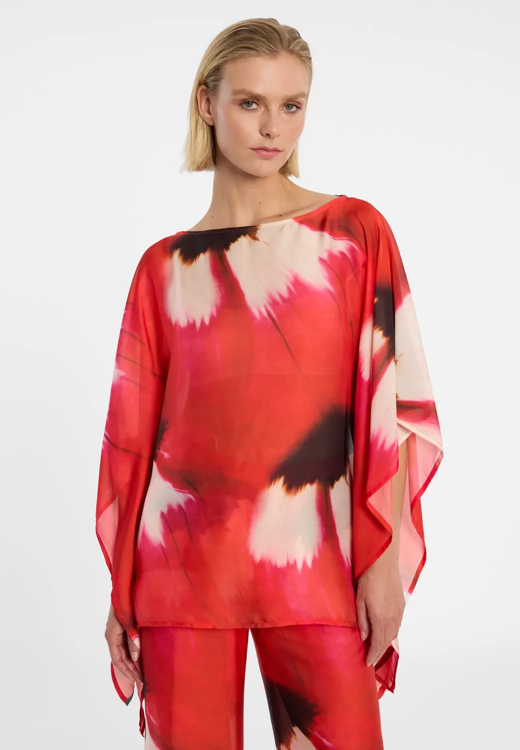 Ana Alcazar Dryah Top in Chiffon Fantasia Rossa