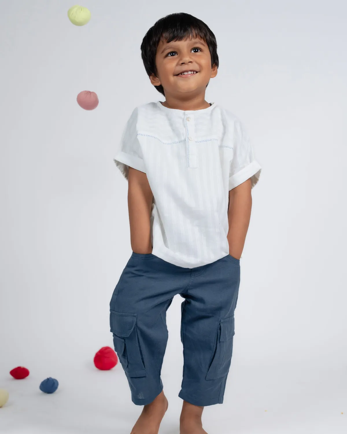 Our Dve Mini Elite completo bimbo cotone bianco teal blu