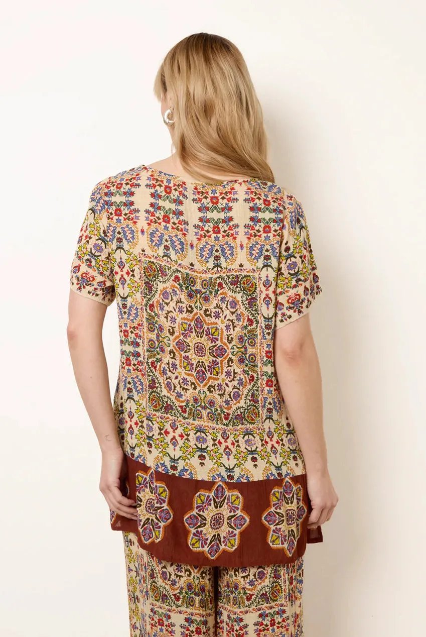 Blue Vanilla Paisley Tie Front top multicolor