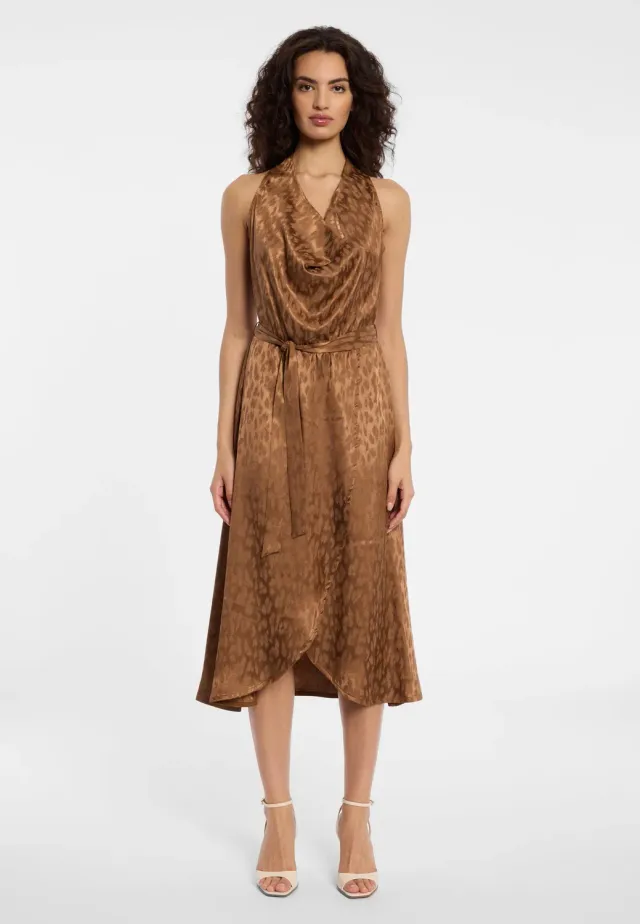 Ana Alcazar Dasha abito midi halterneck marrone