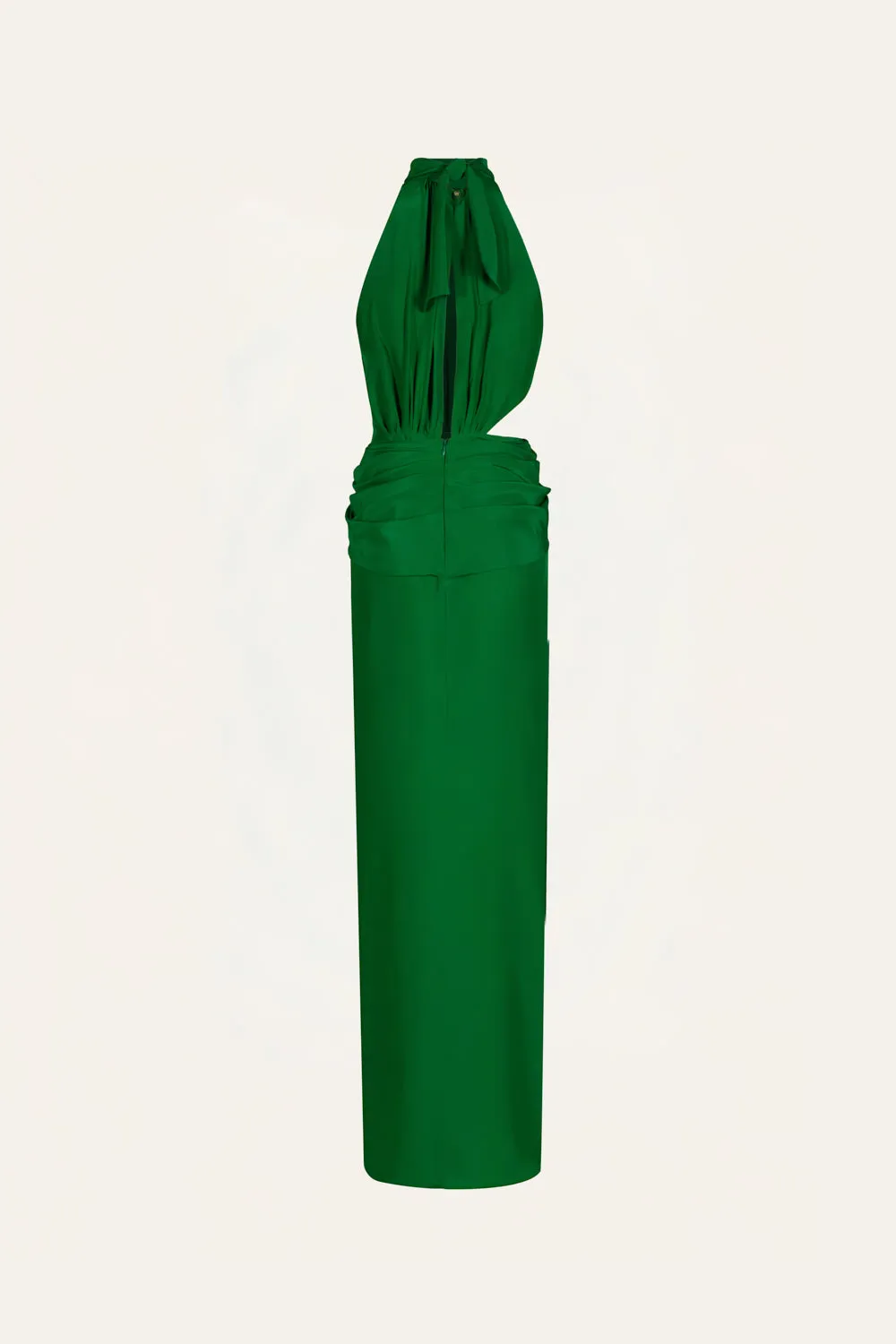 Johanna Ortiz Excepcionalidad abito lungo verde in crepe