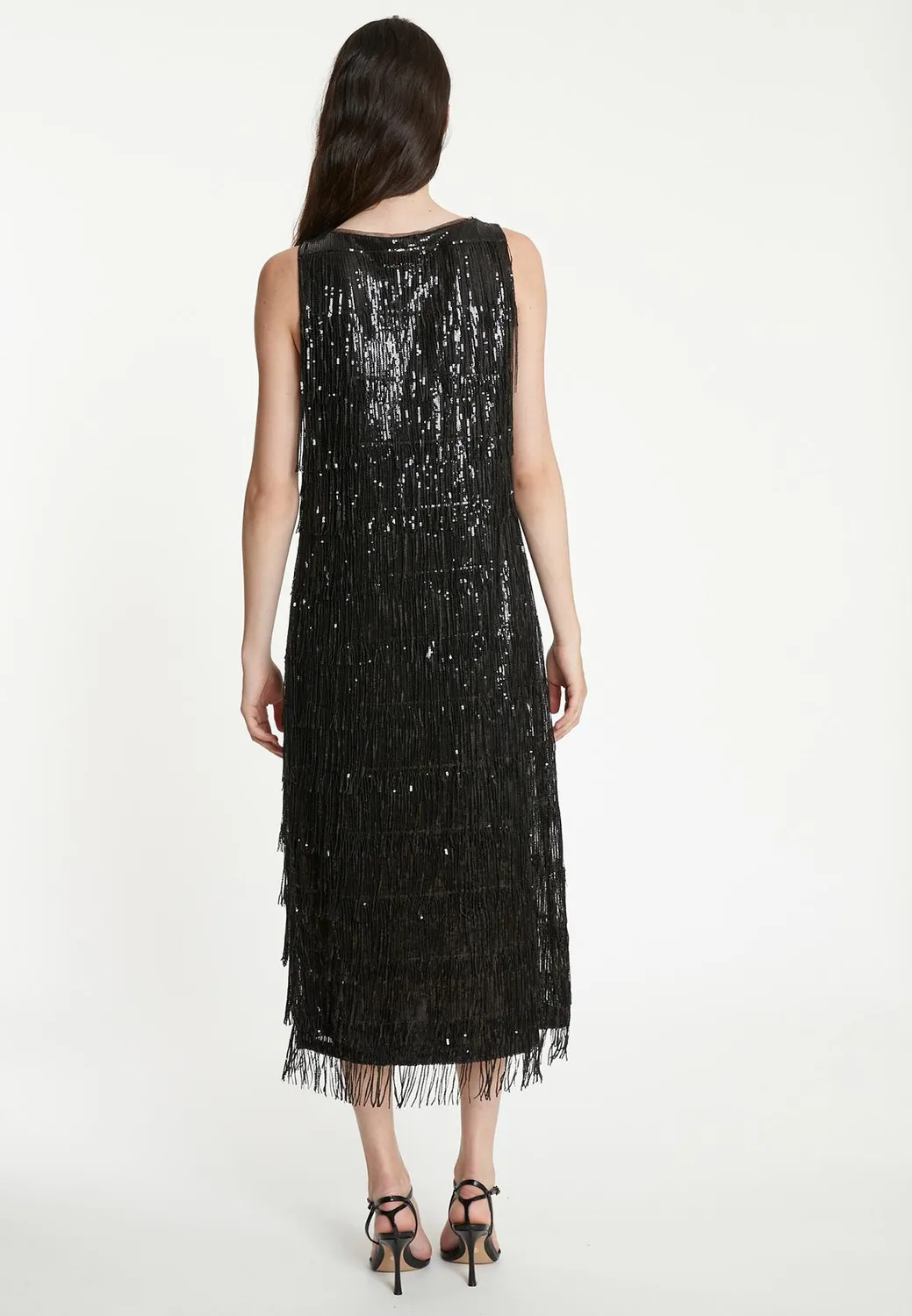 Ana Alcazar Tabby abito paillettes nero midi