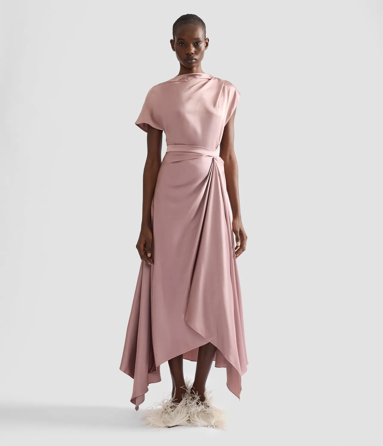 Erdem Satin Draped top raso scollo drappeggiato