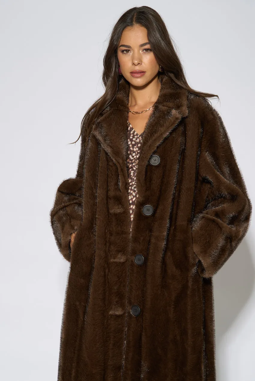 Gini London Two Tone Maxi cappotto pelliccia marrone