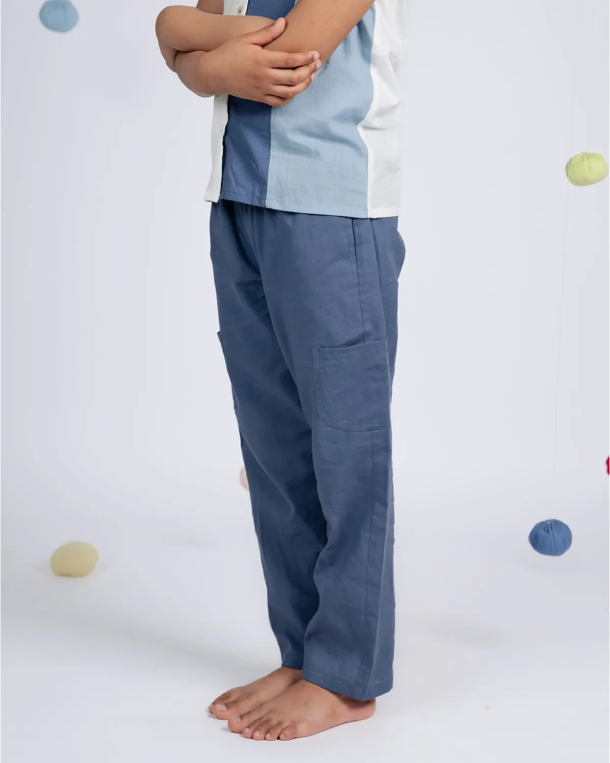 Our Dve Urban Boy completo bambino camicia pantalone blu cotone