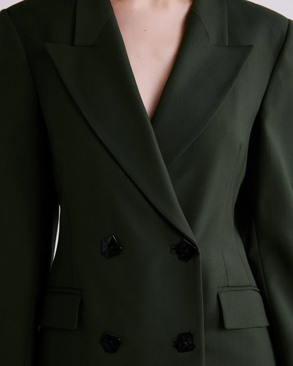 Violante Nessi Sir blazer verde lana crepe doppiopetto