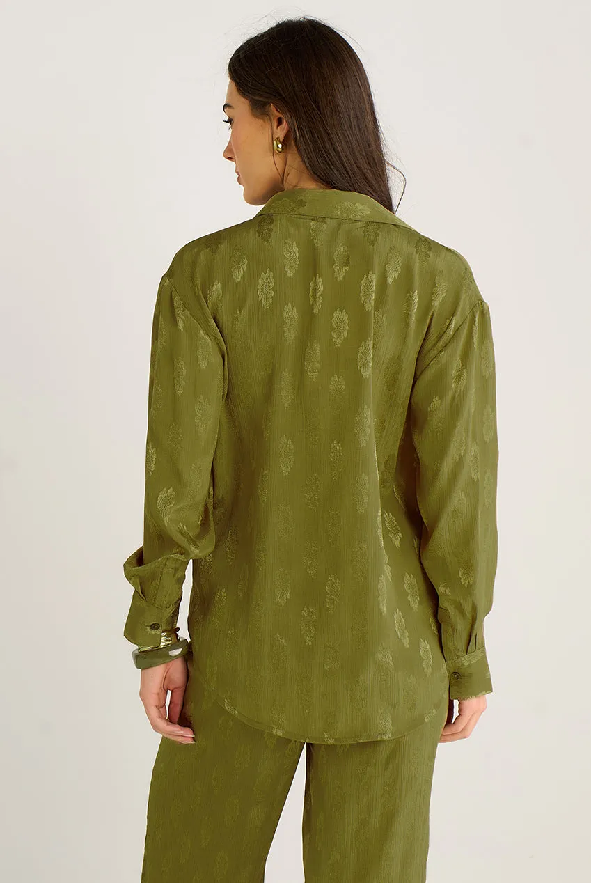Gini London GL2186B camicia satin kaki fantasia floreale