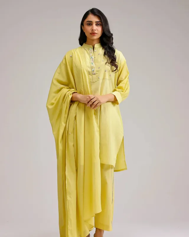Our Dve Grace completo kurta giallo ocra cotone