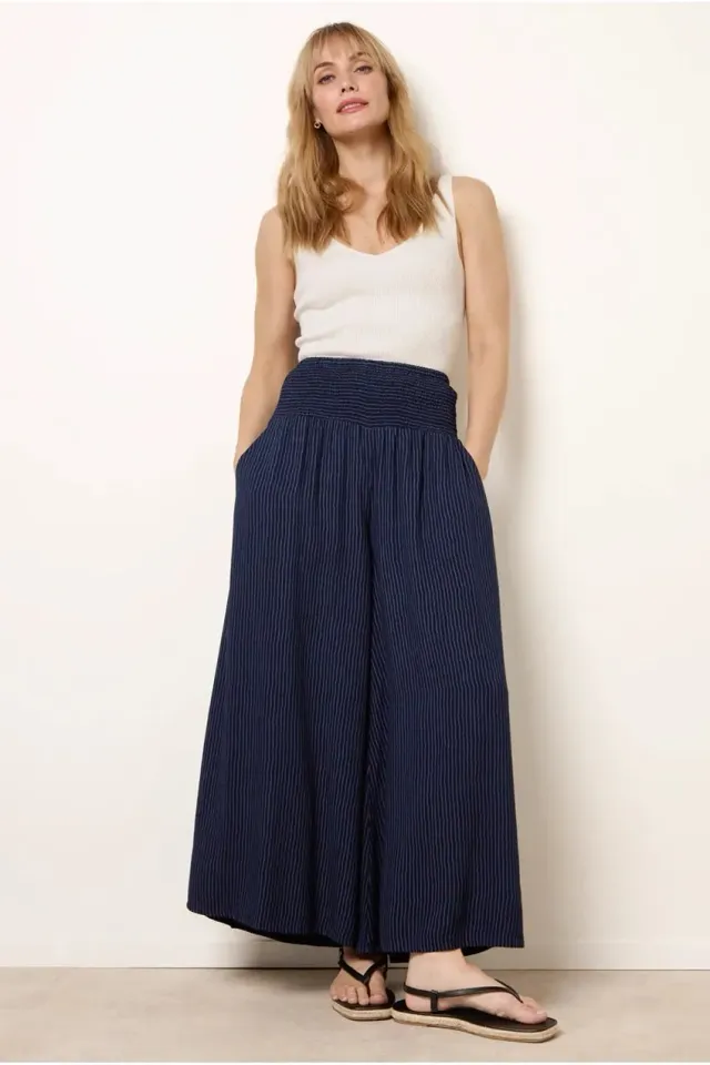 Blue Vanilla Wide Leg pantaloni navy L/XL gamba ampia