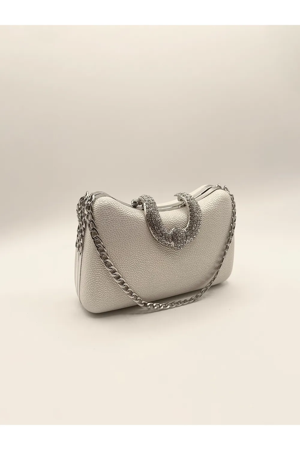 SVNX Shimmer pochette argento catena doppia