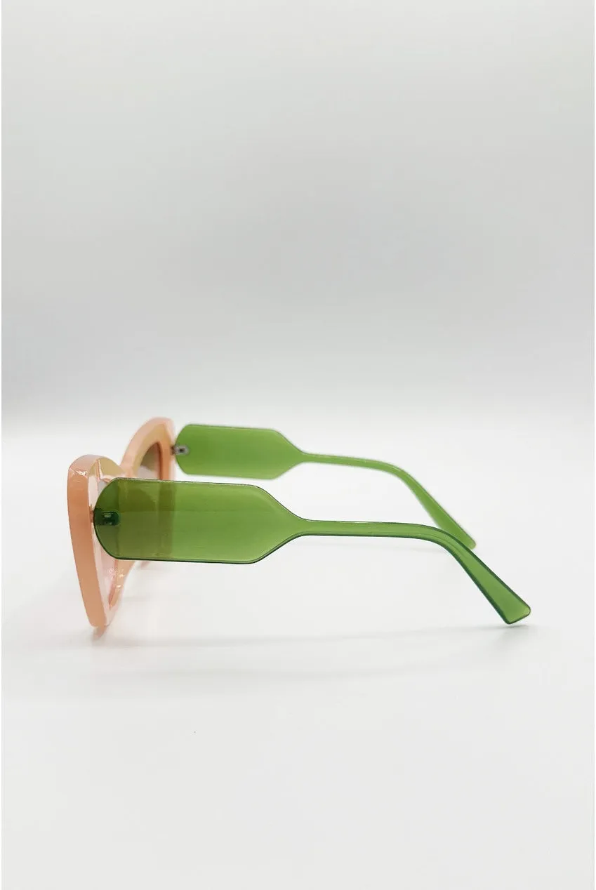 SVNX Cat Eye occhiali da sole rosa-verde UV400