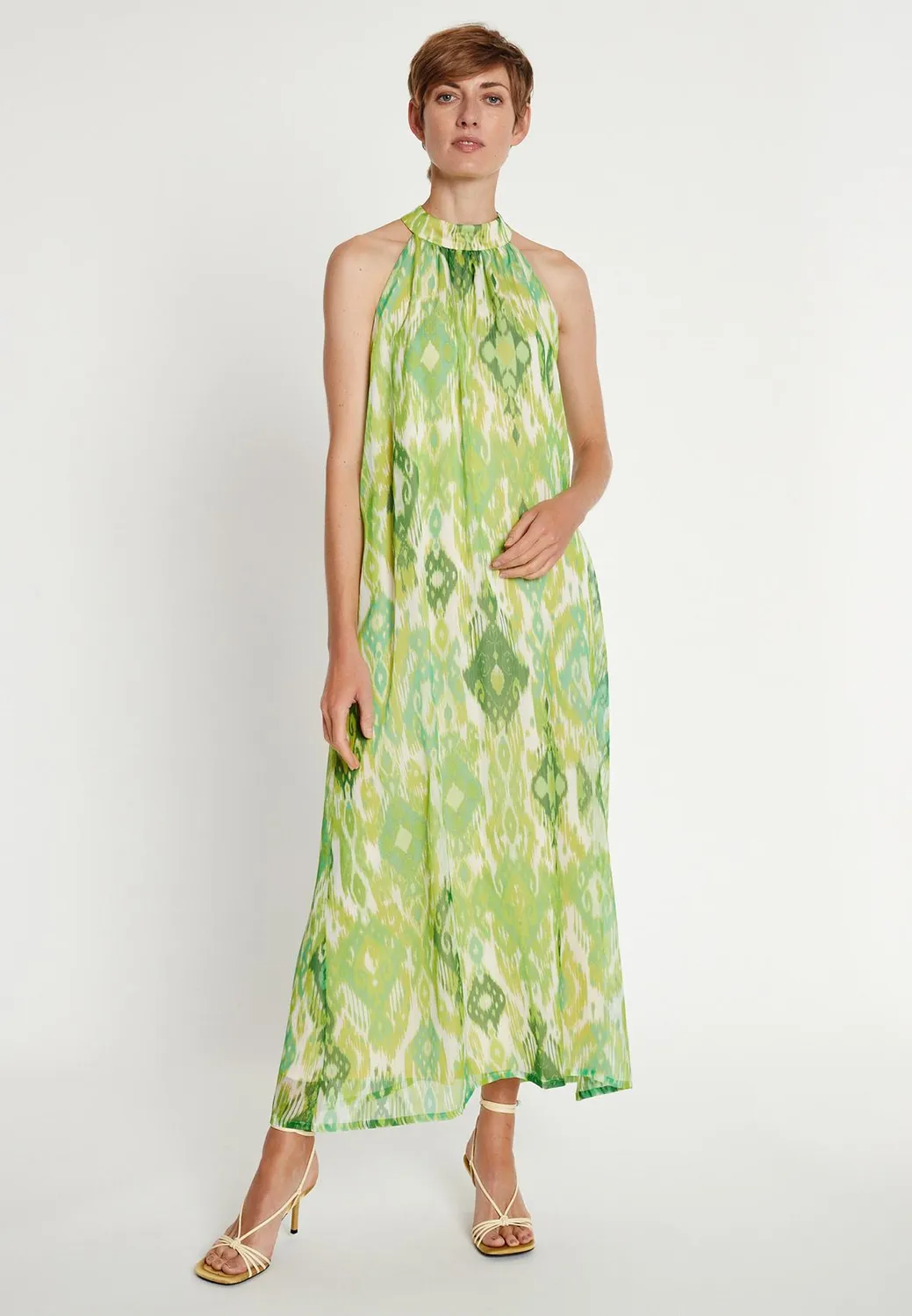 Ana Alcazar Lilea abito halter maxi fantasia ornato