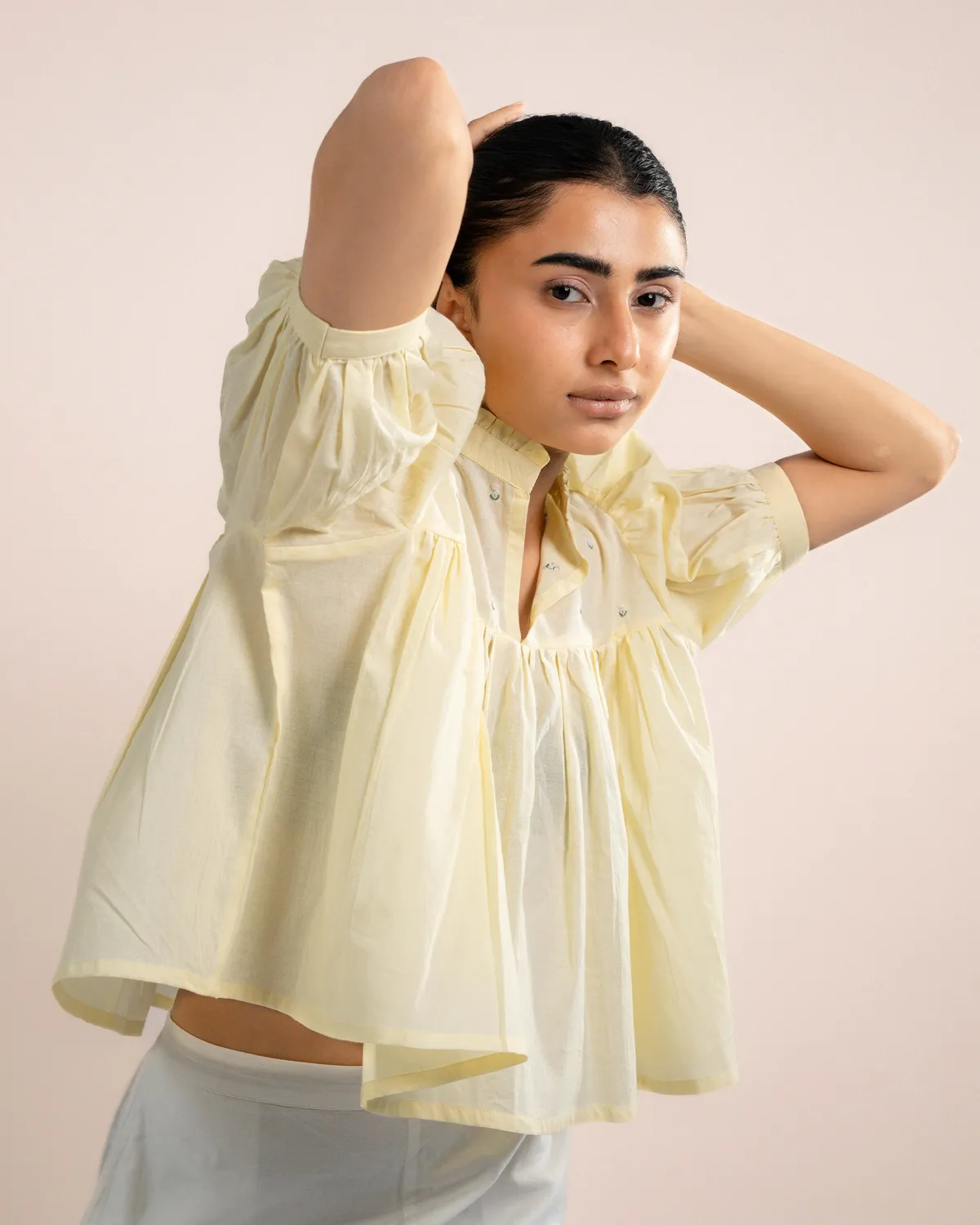Our Dve Rosy Top top cotone giallo limone