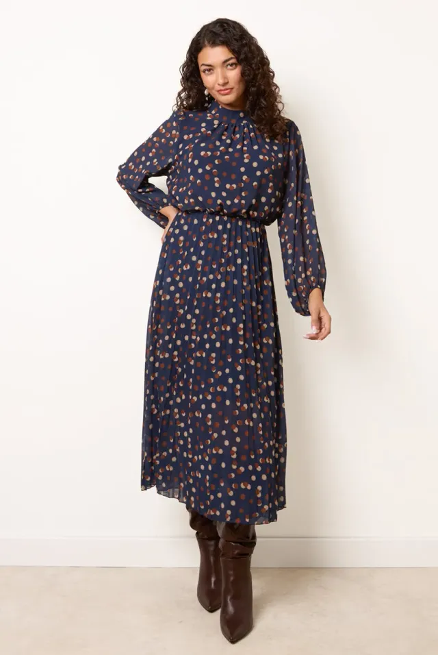 Blue Vanilla pois abito midi blu navy poliestere