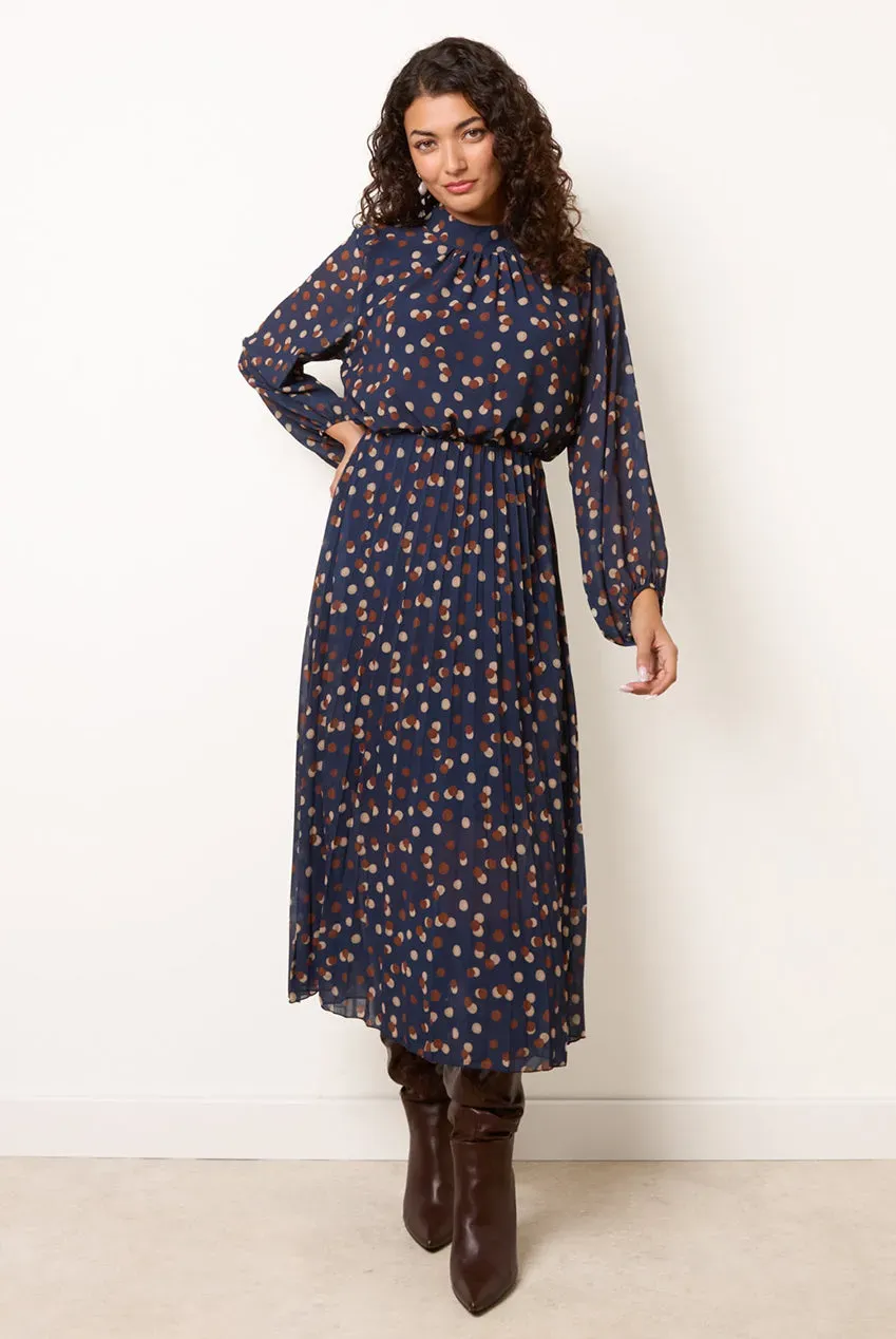 Blue Vanilla pois abito midi blu navy poliestere