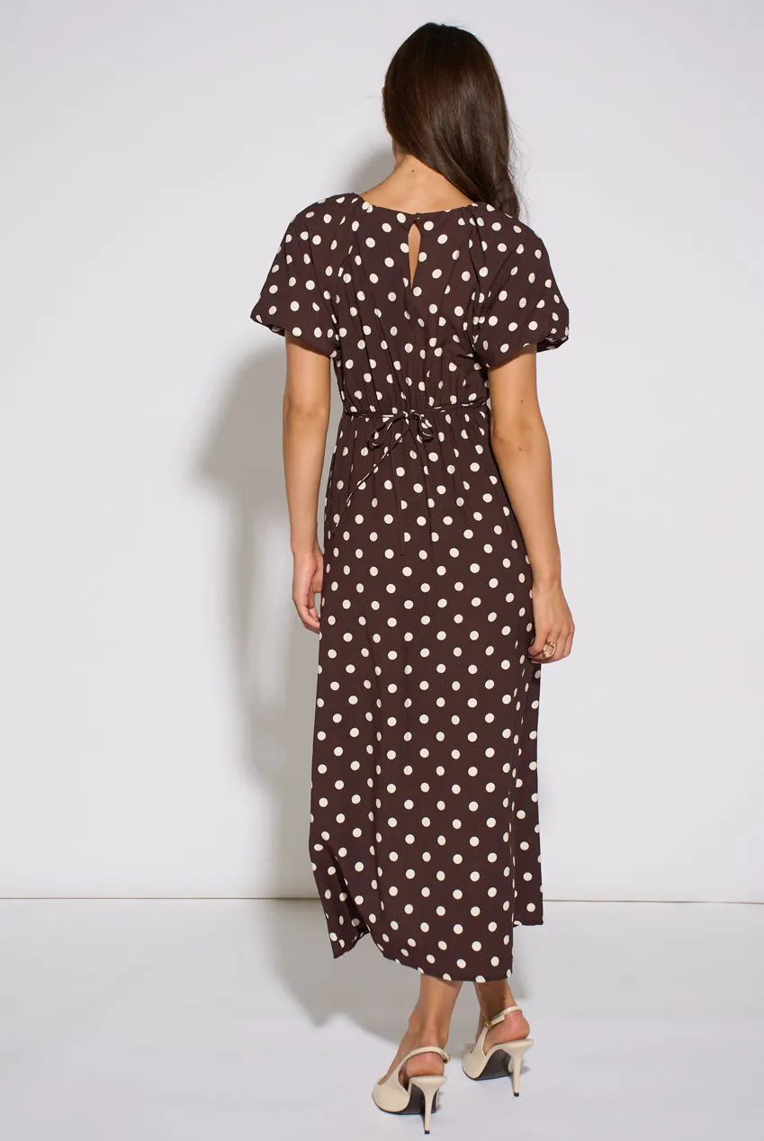 Gini London Brown Spot abito midi marrone pois