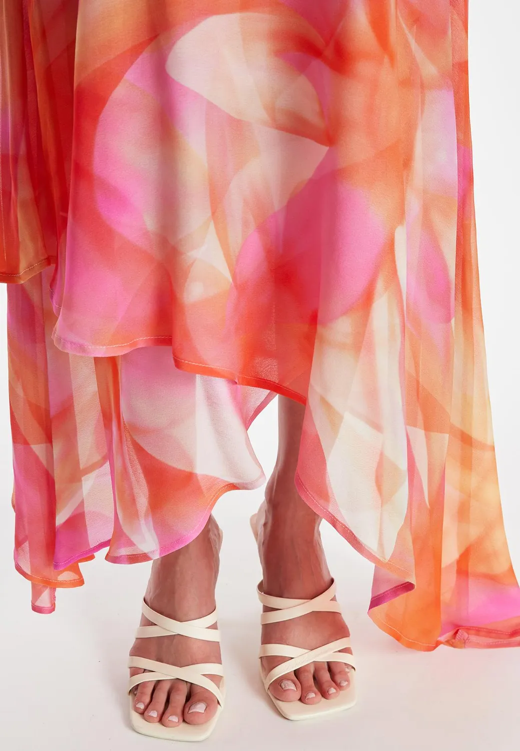 Ana Alcazar Zela abito maxi chiffon floreale