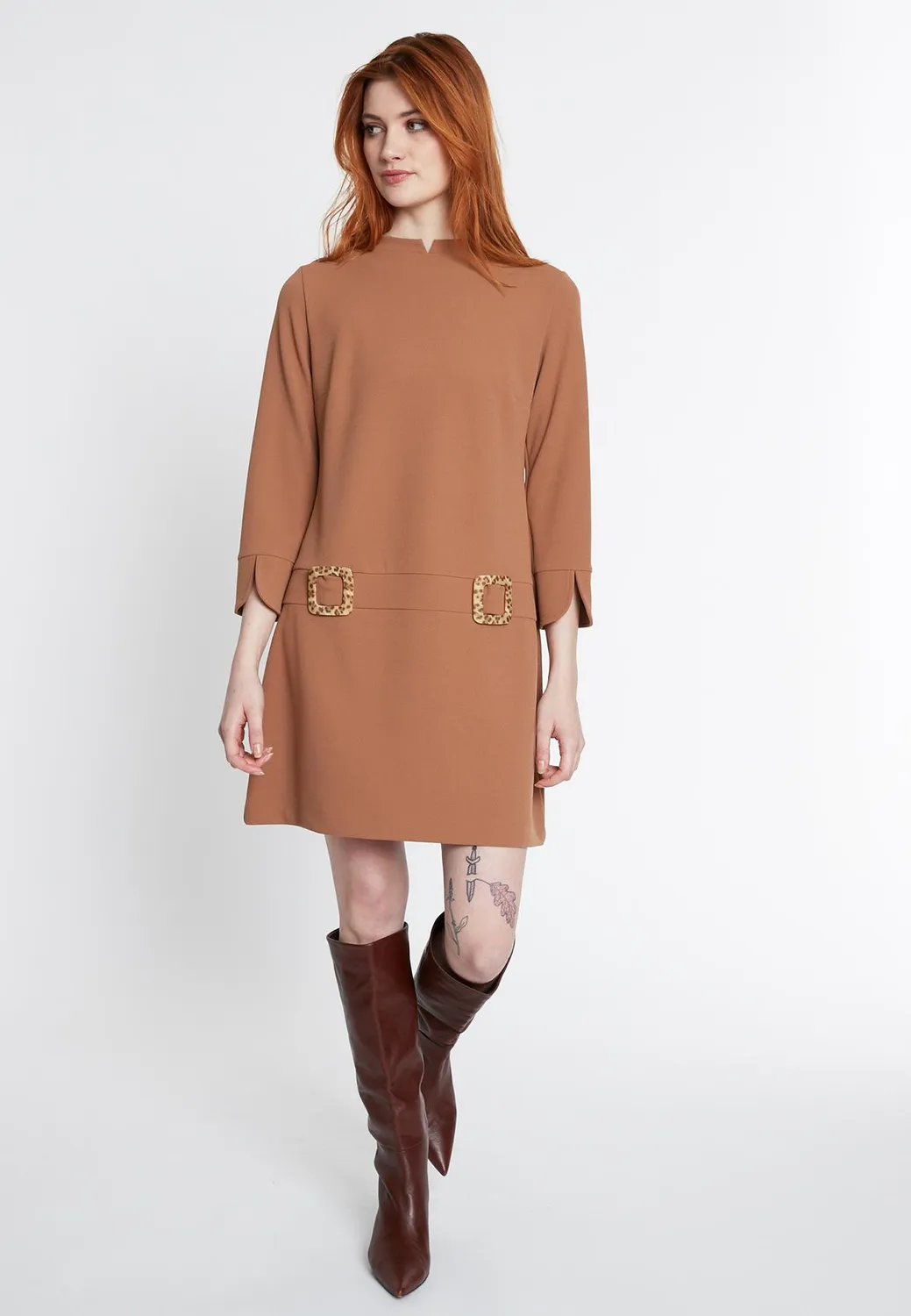 Ana Alcazar Sidesa abito anni 60 beige fibbie